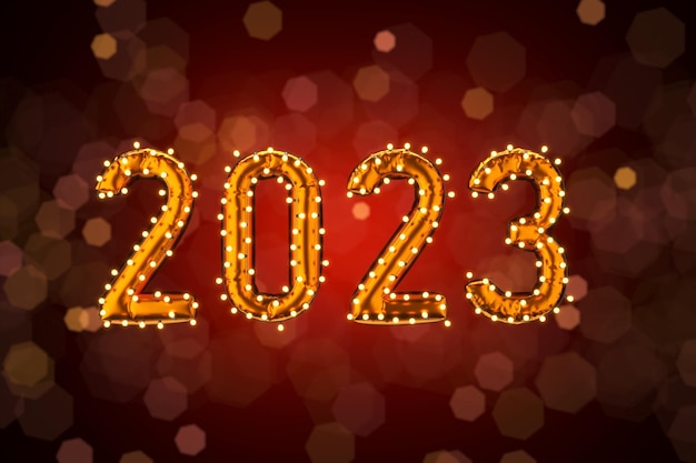 2023 wide banner new year christmas New Year card 3d render