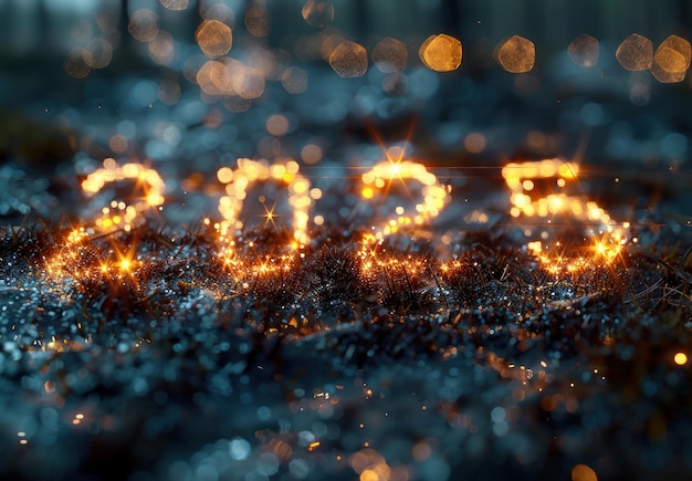 2023 Written in Sparkling Lights in a Forest Setting