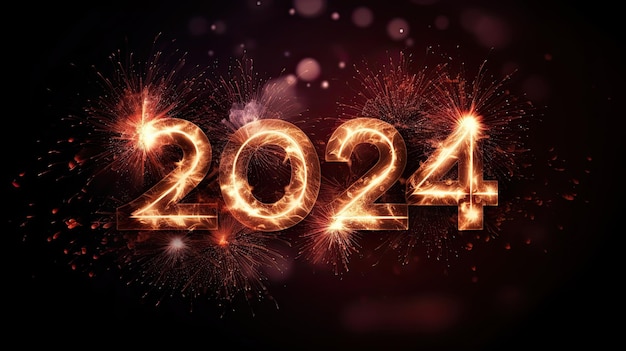 2024 Happy New Year Illustration AI GenerativexA