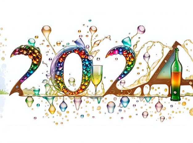 2024 Happy new year theme 3D text effect