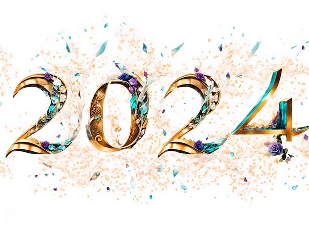 2024 Happy new year theme 3D text effect