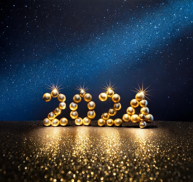 A 2024 text made of golden light balls representing the 2024 celebration