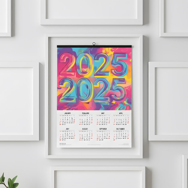 Photo 2025 calendar vector illustration design template start from monday full months for wall calendar