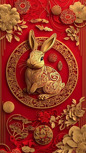 Photo 2025 chinese new year rabbit zodiac banner illustration