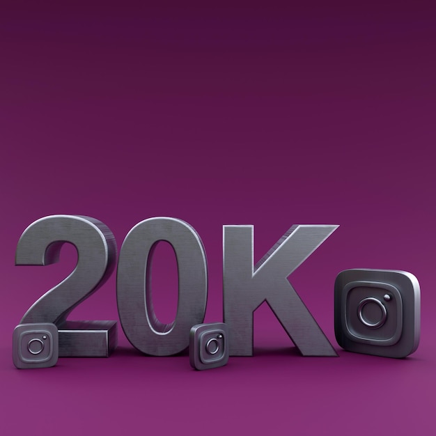 20k Instagram followers illustration 3D Render social media design