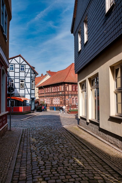 22 october 2021 Bleicherode Germany View of old town in Europe in beautiful evening light at sunset Germany