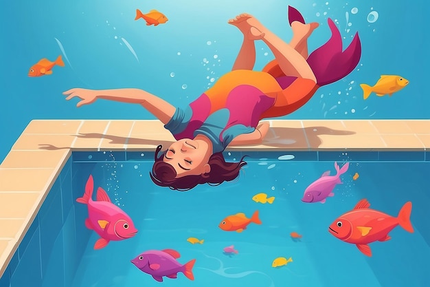 23 Create an image of a character diving into a pool of selflove positivity