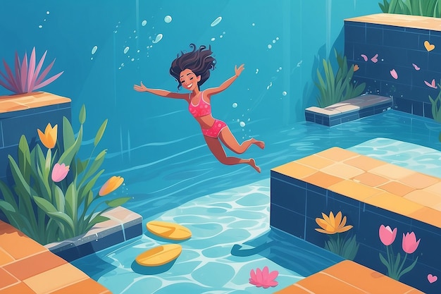 23 Create an image of a character diving into a pool of selflove positivity