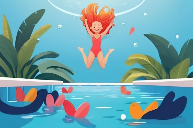 23 Create an image of a character diving into a pool of selflove positivity