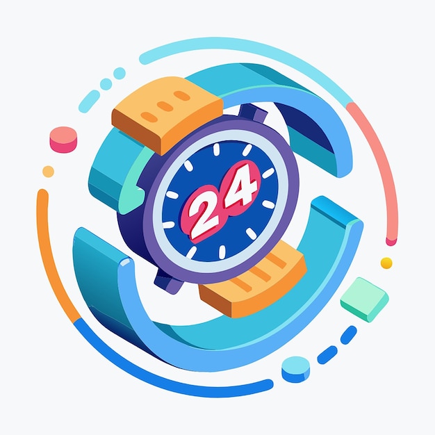 Photo 24 hours watch with arrow support service time working hours delivery concept 3d vector icon cartoon minimal style