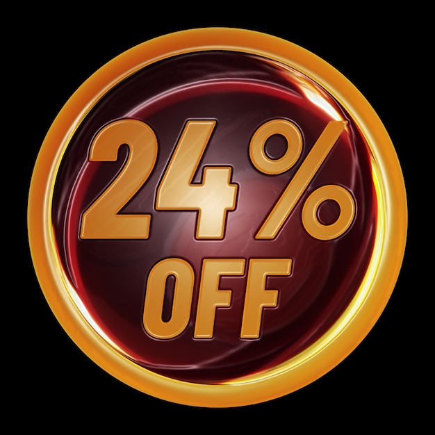 24 percent off on round sign for discount promotion offer and sale concept