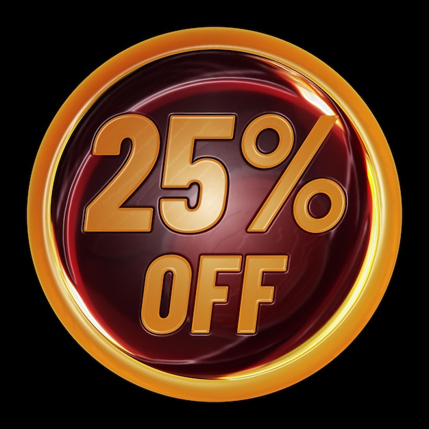 25 percent off on round sign for discount promotion offer and sale concept