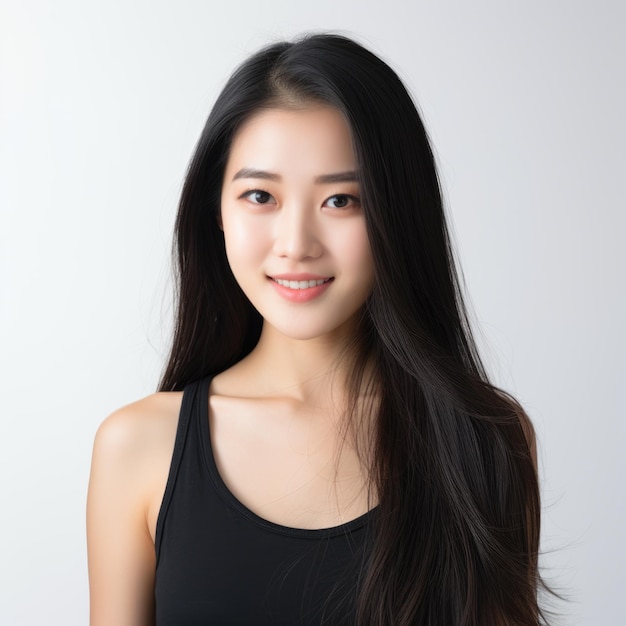 A 25 year old Chinese girl with fair and beautiful skin and a pointed chin