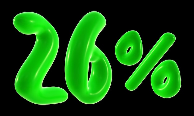 26 percent with green color for sale discount promotion and business concept