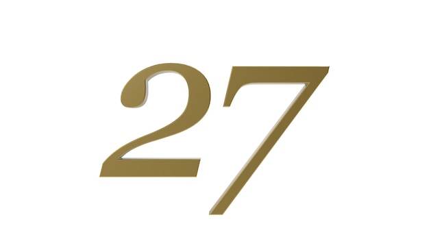 27 gold number 3d illustration rendering