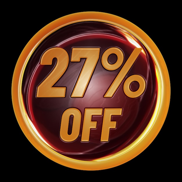 27 percent off on round sign for discount promotion offer and sale concept