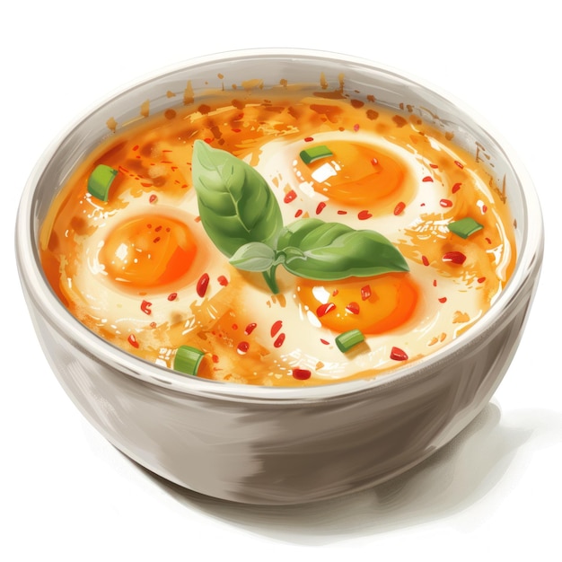 27 Sweet Stewed Eggs Thai dish digital painting warm tones isolated on white background