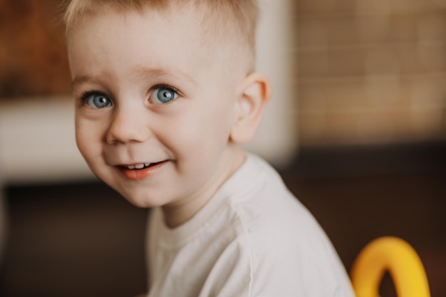 28112018 Vinnitsa Ukraine home portrait of a child who spends time in the rooms in the middle of the day