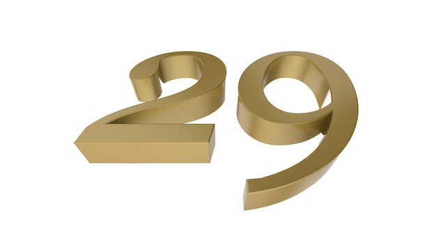 29 gold number 3d illustration rendering