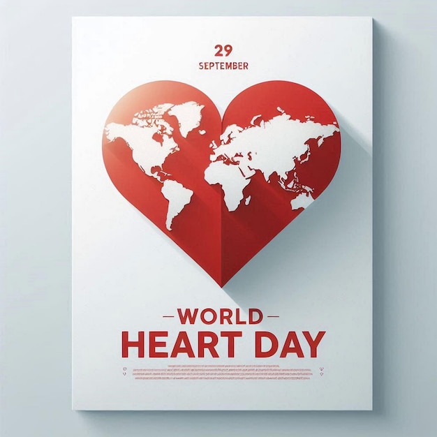 29th September International Heart Day with Global Map Design Vector