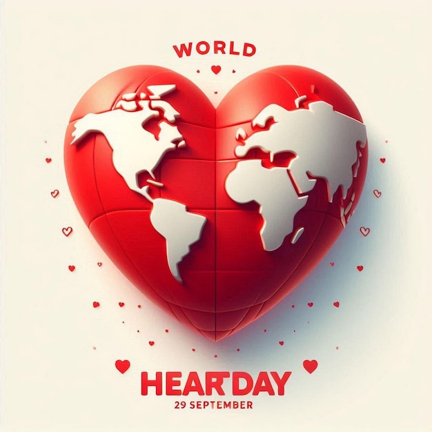 29th September International Heart Day with Global Map Design Vector