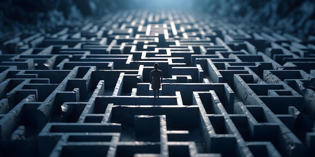 2D animation depicting maze with dead ends symbolizing PTSD confusion Concept PTSD Awareness Mental Health Maze Illustration 2D Animation Trauma Representation