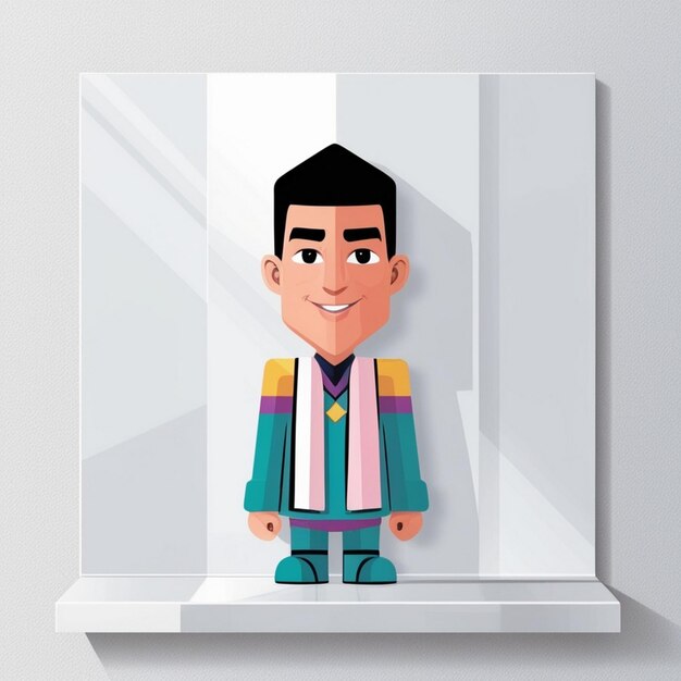 Photo 2d cartoon character illustration on white background