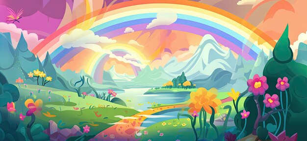 2d colorful rainbow with bright and vibrant colors generative ai