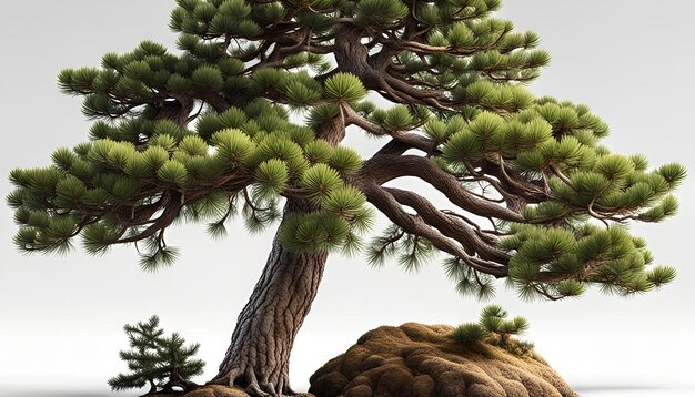 2d rendering of a detailed isolated pine tree on a white background