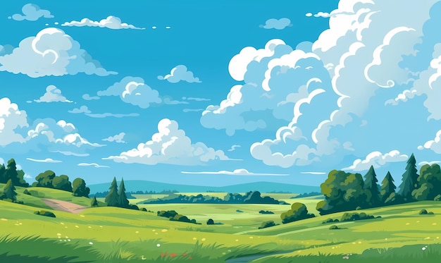 2d savvana daylight landscape background vector blue sky flat vector Generated ai