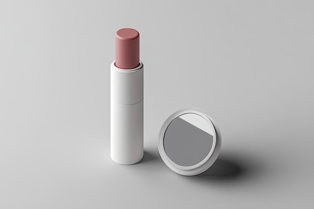 Photo 2d simple illustration of a lip balm tube with a small mirror