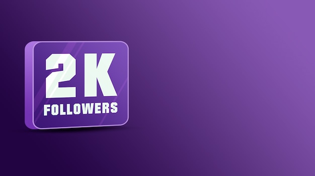 2k followers in social networks, glass 3d