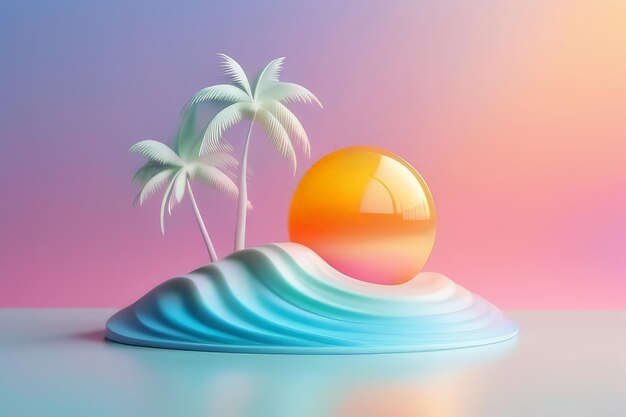 3 d illustration of a concept on the theme of travel an uninhabited island