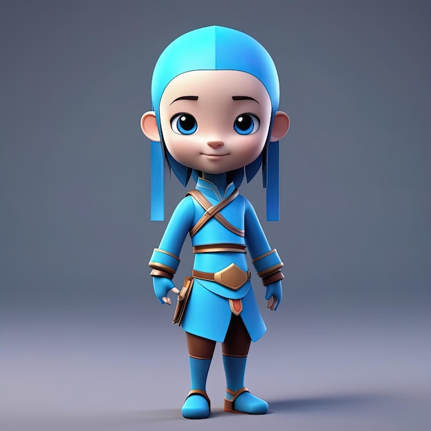 3 d rendering of cartoon cute kid dressed in costume of chinese new year3 d rendering of cartoon cut