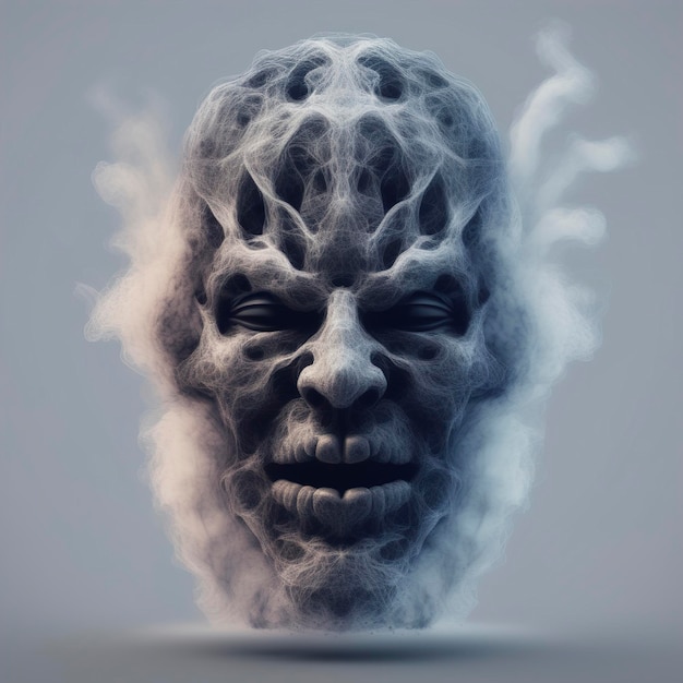 3 d rendering of a fantasy monster with a smoke background