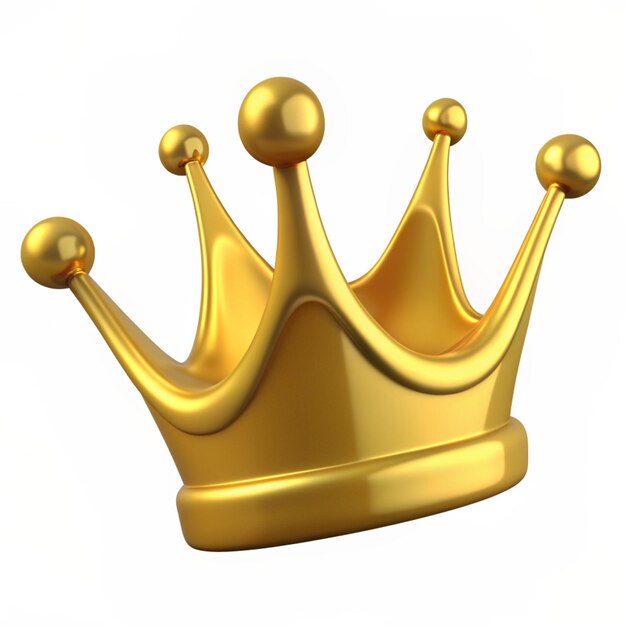 3 d rendering of a golden crown isolated on a white background