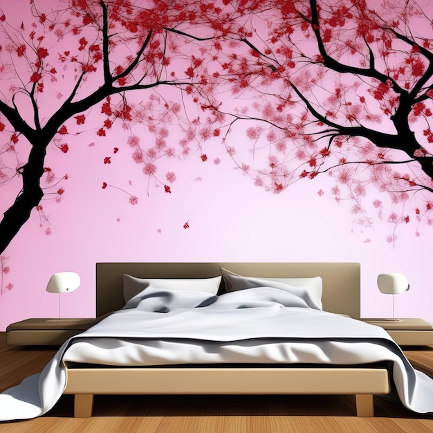 3 d rendering of japanese new year 's room3 d render of pink and white bedroom design