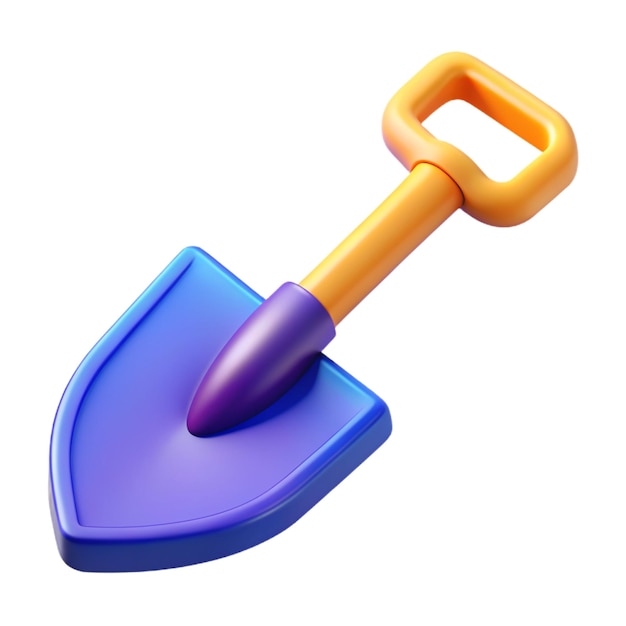 3 d shovel blue and yellow volumetric tool