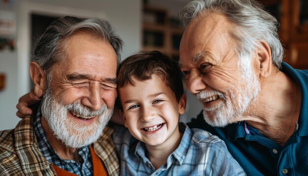 3 Generation in a frame Father and son with grandfather Fathers Day concept