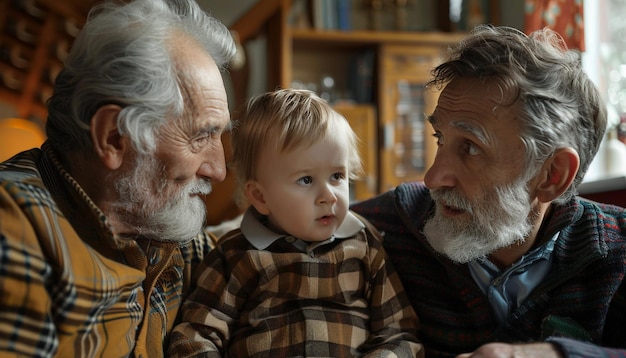 3 Generation in a frame Father and son with grandfather Fathers Day concept