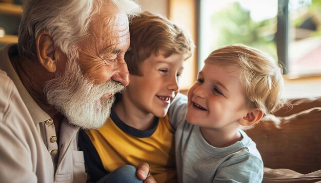 3 Generation in a frame Father and son with grandfather Fathers Day concept