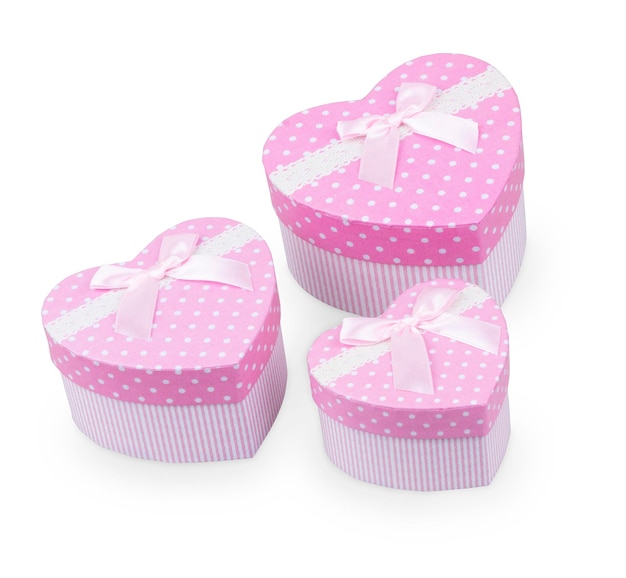 3 heart gift boxes