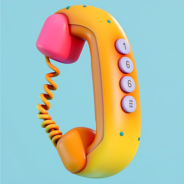 3 Illustration of a 3D model of a phone icon in bright colors