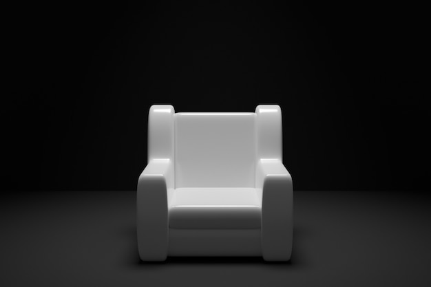 3 illustration a white armchair on a black isolated background.