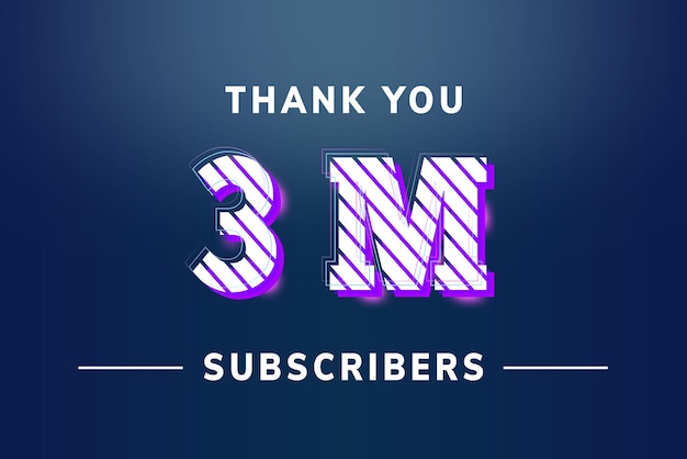 3 Million subscribers celebration greeting banner with stripe design