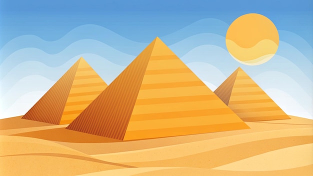 3 Pyramids of Egypt grain illustration style