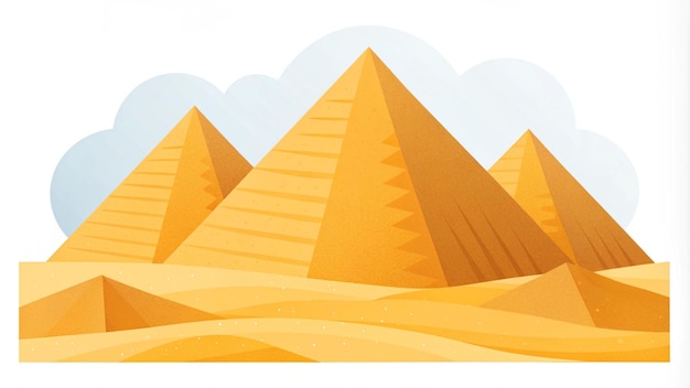 3 Pyramids of Egypt grain illustration style