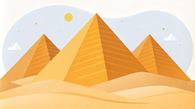 3 Pyramids of Egypt grain illustration style