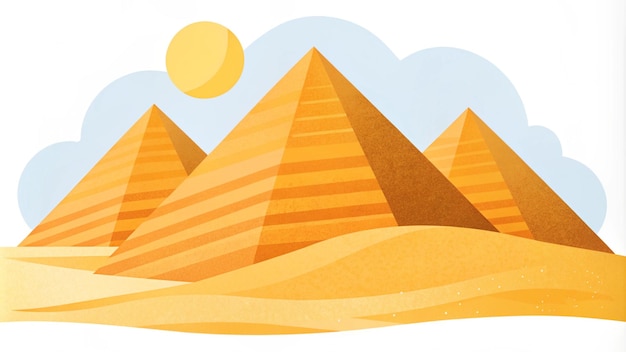 3 Pyramids of Egypt grain illustration style