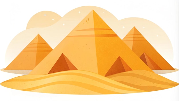 3 Pyramids of Egypt grain illustration style